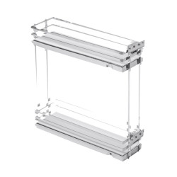 MovixPro bočna košara za teret, 2 police, za ormar 200mm, bez vodilica, krom, bijela prostirka