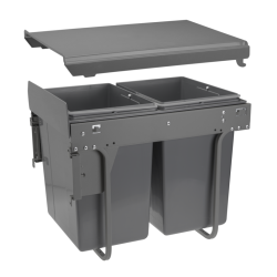 Segregator za smeće s prednjom montažom, vodilica H45 2x20l, za ormarić 400mm, antracit
