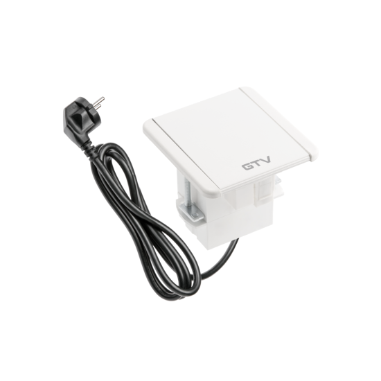 VGRADNA VTIČNICA ZPREKLOPNI POKROV , 1x FRANCOSKA VTIČNICA , 2xUSB A RJ45, KABEL 1.5m, BELA