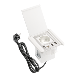 VGRADNA VTIČNICA  FLIP, 1xSHUKO, 2xUSB-A, HDMI, RJ45 KABEL 1.5 m, BELA