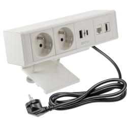 VGRADNA VTIČNICA  BAR, 2x FRANCOSKA VTIČNICA , 1xUSB A, 1xUSB C. 1xRJ45,1xHDMI,, KABEL 1.5m, BELA
