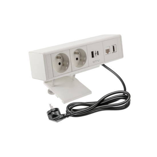 Utičnica za namještaj BAR, 2x francuska utičnica, 1xUSB A, 1xUSB C. 1xRJ45,1xHDMI,, kabel 1,5m, bijeli