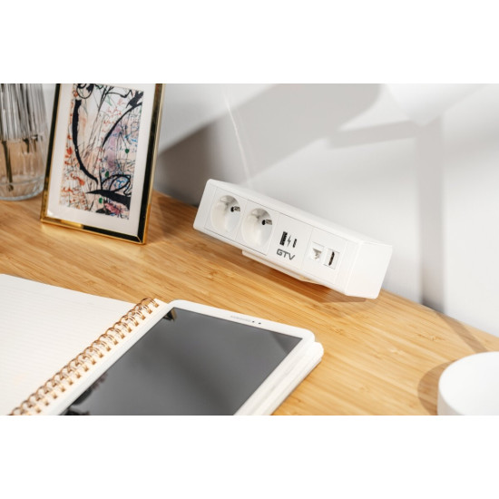 Utičnica za namještaj BAR, 2x francuska utičnica, 1xUSB A, 1xUSB C. 1xRJ45,1xHDMI,, kabel 1,5m, bijeli