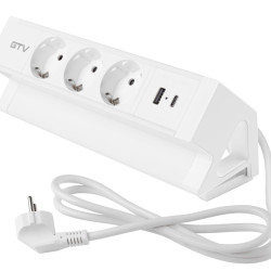 Basco utičnica za namještaj, 3 x Schuko utičnica, USB A+C, kabel od 1,5 m, bijela s montažom