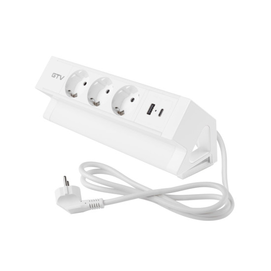 Basco utičnica za namještaj, 3 x Schuko utičnica, USB A+C, kabel od 1,5 m, bijela s montažom