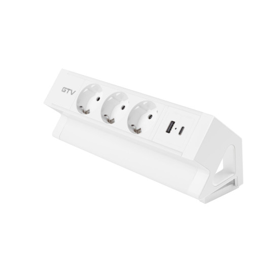 Basco utičnica za namještaj, 3 x Schuko utičnica, USB A+C, kabel od 1,5 m, bijela s montažom