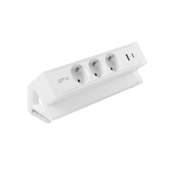 Basco utičnica za namještaj, 3 x Schuko utičnica, USB A+C, kabel od 1,5 m, bijela s montažom