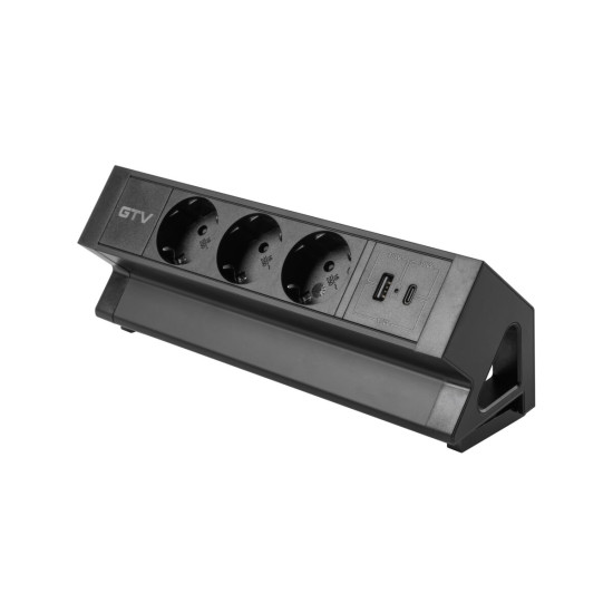 VTIČNICA BASCO, 3xSHUKO, USB A+C, KABEL 1.5 m, ČRNO