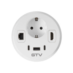 Rondo utičnica za namještaj,1xSchuko utičnica,1xUSB A+2xUSB C,RJ45,1xHDMI,kabel 1,5m,bijela