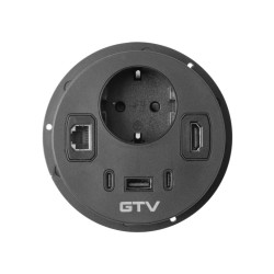 Rondo utičnica za namještaj, 1xSchuko utičnica, 1xUSB A+2xUSB C,1xRJ45,1xHDMI, kabel 1,5m, crna