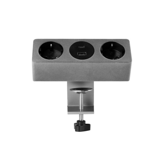 VTIČNICA SOFITO, 2xSHUKO, USB A+C, KABEL 1.5 m, SIVO flock