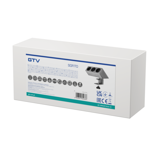 VTIČNICA SOFITO, 2xSHUKO, USB A+C, KABEL 1.5 m, SIVO flock