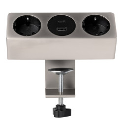 Sofito utičnica za namještaj, 3 x Schuko utičnica, USB A+C, kabel od 1,5 m, inox s montažom