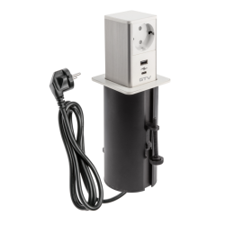 VGRADNA VTIČNICA  TOWER, 1xSHUKO, USB A+C, KABEL 1.5 m, BELA