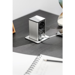 VGRADNA VTIČNICA  TOWER, 1xSHUKO, USB A+C, KABEL 1.5 m, BELA