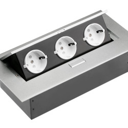VTIČNICA 3x SCHUKO, KABEL 1.5m, ALUMINIJ