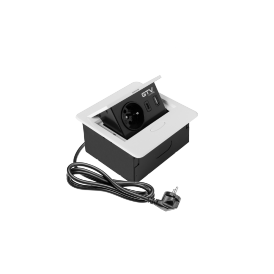 AVARO utičnica za udubljenje, 1x francuska utičnica, USB A+C, kabel 1,5m, bijeli