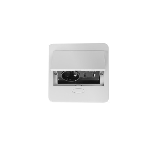 AVARO utičnica za udubljenje, 1x francuska utičnica, USB A+C, kabel 1,5m, bijeli
