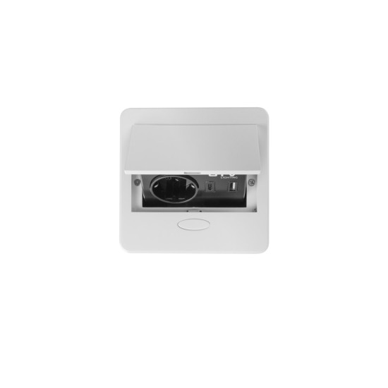 AVARO udubljena utičnica za namještaj, 1x Schuko utičnica, USB A+C, 1,5m kabel, bijeli