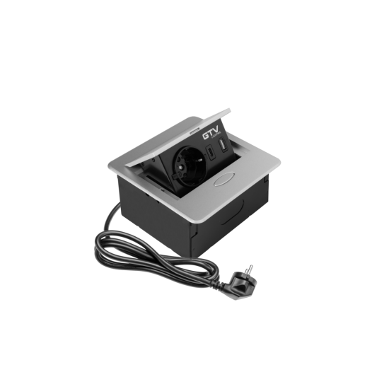VGRADNA VTIČNICA  AVARO, 1xSHUKO, USB A+C, KABEL 1.5 m, ALUMINIJ