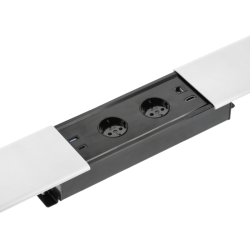 PRESTINO uvučeni stolni produžni kabel, 2x schuko utičnica, USB A+C, RJ45, HDMI, kabel 1,5m, bijeli