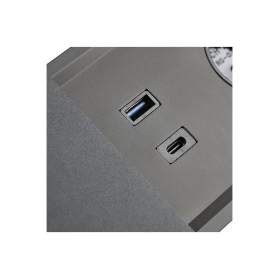 PRESTINO uvučeni stolni produžni kabel, 2x schuko utičnica, USB A+C, RJ45, HDMI, kabel 1,5m, crni