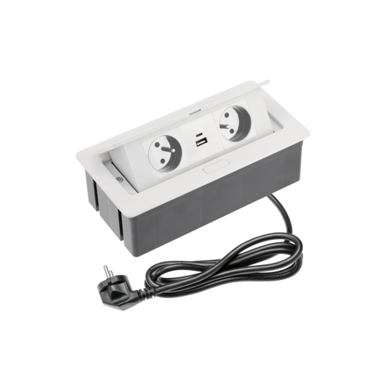 SOFT  VGRADNA VTIČNICA  2x OZEMLJITEV VTIČNICA , USB A+C, NAPAJALNI  KABEL Z VTIKAČEM,, BELA