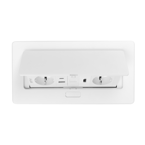 VGRADNA VTIČNICA  MULTISOFT, 2xSHUKO, USB A+C, RJ45, HDMI, KABEL 1.5 m, BELA