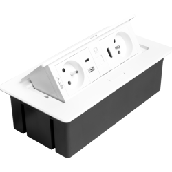 MULTISOFT Utičnica za Namještaj 2x Utičnica s uzemljenjem, USB A+C, RJ45, HDMI, Kabel za Napajanje s Utikačem, Bijela