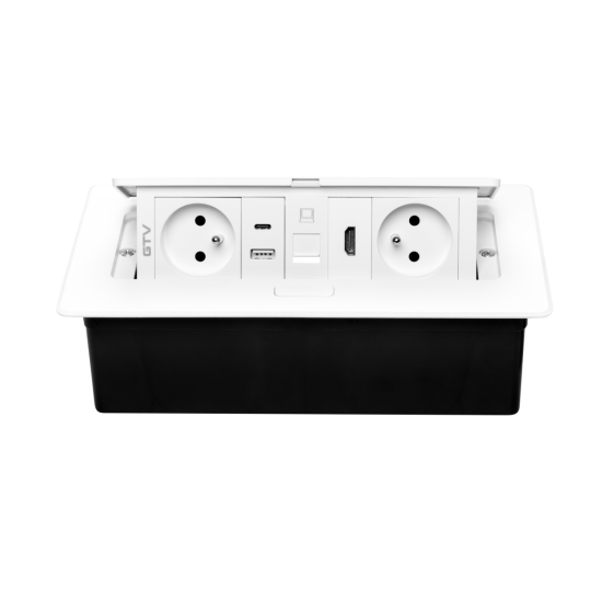 MULTISOFT  VGRADNA VTIČNICA  2x VTIČNICA Z OZEMLJITVIJO , USB A+C, RJ45, HDMI, NAPAJALNI  KABEL Z VTIKAČEM,, BELA