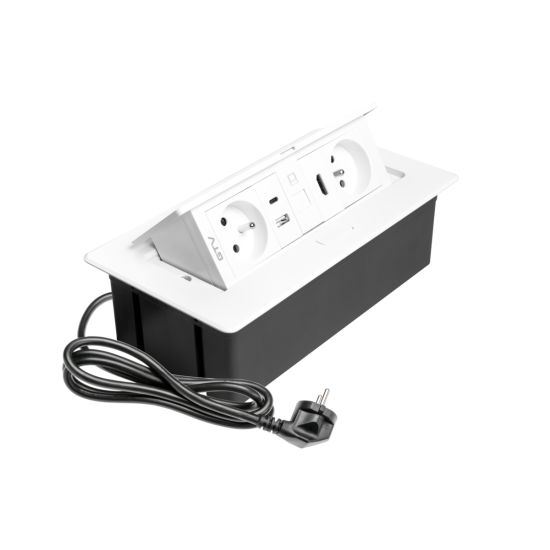 MULTISOFT  VGRADNA VTIČNICA  2x VTIČNICA Z OZEMLJITVIJO , USB A+C, RJ45, HDMI, NAPAJALNI  KABEL Z VTIKAČEM,, BELA