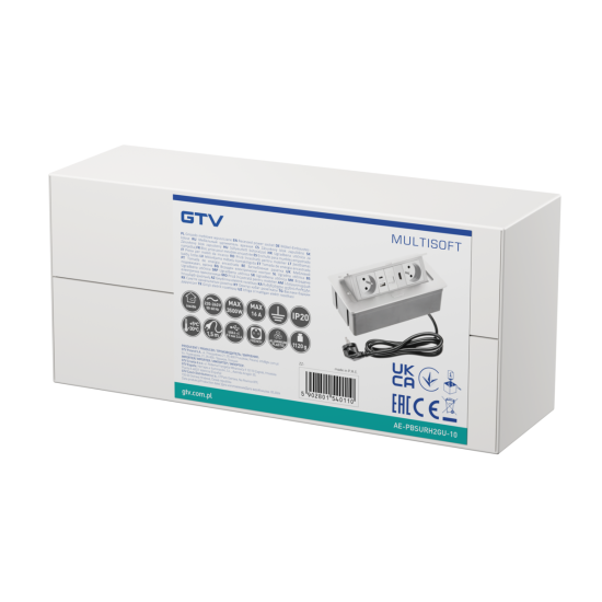 MULTISOFT  VGRADNA VTIČNICA  2x VTIČNICA Z OZEMLJITVIJO , USB A+C, RJ45, HDMI, NAPAJALNI  KABEL Z VTIKAČEM,, BELA