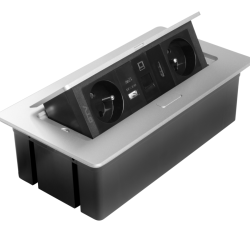 MULTISOFT  VGRADNA VTIČNICA  2x VTIČNICA Z OZEMLJITVIJO , USB A+C, RJ45, HDMI, NAPAJALNI  KABEL Z VTIKAČEM,, ALUMINIJ
