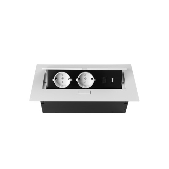 Utičnica za namještaj 2x schuko utičnica, USB A+C, bez kabela, bijela
