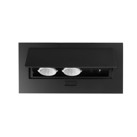 Utičnica za namještaj 2x schuko utičnica, USB A+C, bez kabela, crna