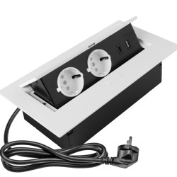 VGRADNA VTIČNICA  2x VTIČNICA Z OZEMLJITVIJO , USB A+C, NAPAJALNI  KABEL Z VTIKAČEM,, BELA