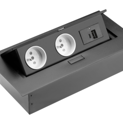 VGRADNA VTIČNICA  2x VTIČNICA Z OZEMLJITVIJO , USB A+C, NAPAJALNI  KABEL Z VTIKAČEM,, ČRNA