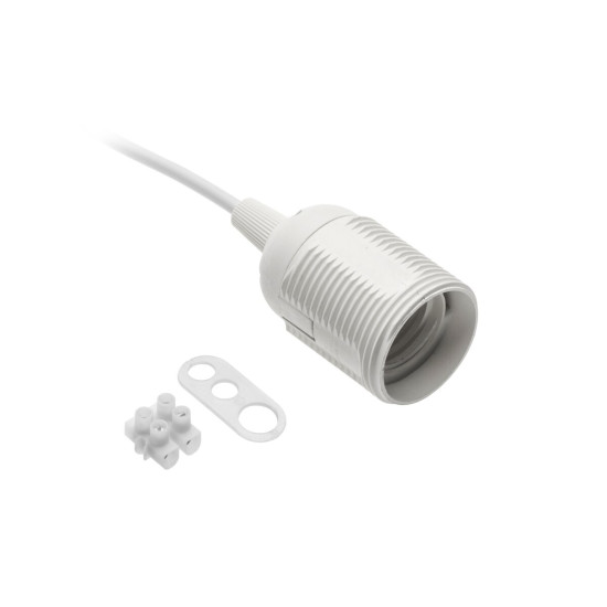 Utičnica E27 s vodom i kockom,AC220-240V,max.60W,2x0,75mm2,16cm,bijela