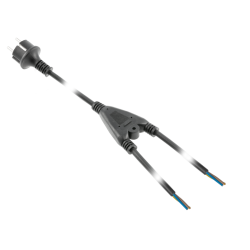 NAPAJALNI  KABEL RAZDELILEC  (DVOJNI) Z EVRO VTIKAČEM,, GUMA, 2 m, 3x1mm2, ČRNA
