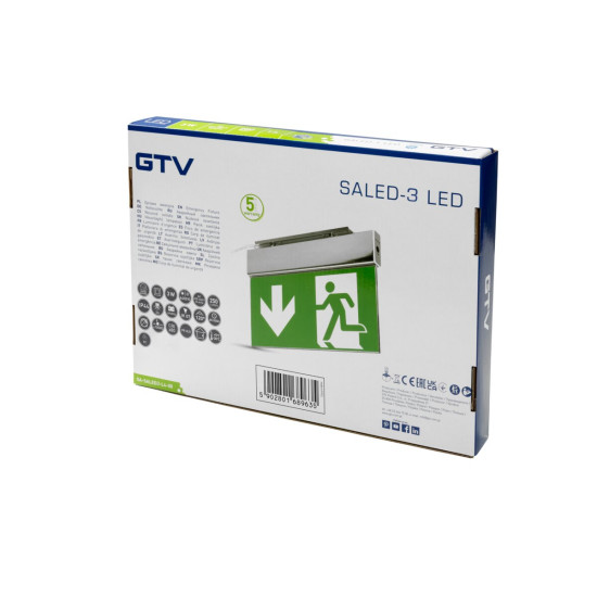 ZASILNA  SVETILKA SALED-3, LED, 3W, 250lm, 6400K, AC220-240V, 3h, DVOSTRANSKA,