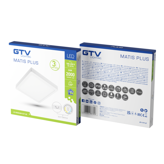 MATIS downlight, LED, 24W, 2000lm, CCT, AC220-240V, površinski montirano, bijelo