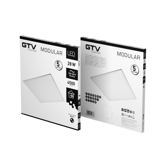 LED svjetiljka MODULARNA, stražnja ploča, 60x60cm, 4000K, 28W, 4500lm, AC220-240V, PF>0,9, IP20, 5y