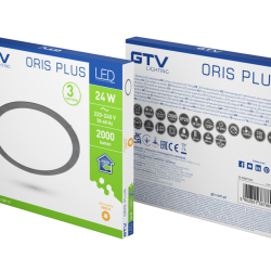 LED učvršćenje ORIS PLUS, svjetlo, 24W, crno, 3000K, 2000lm, AC220-240V, uvučeno, IP20, 120°
