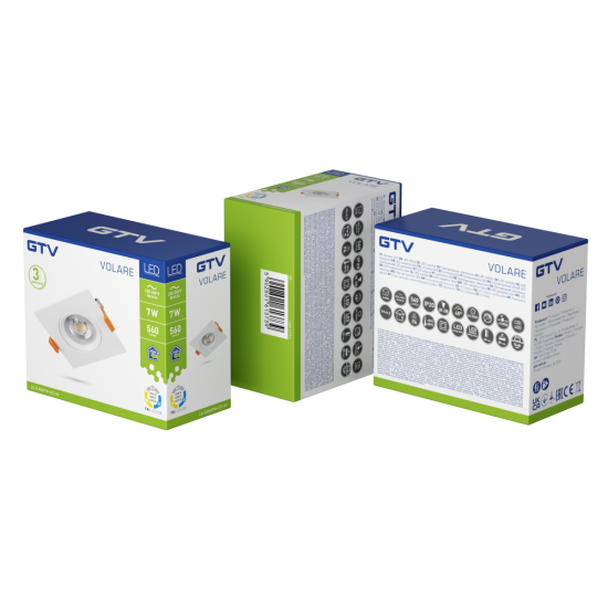 VOLARE downlight, LED, 7W, 560lm, CCT, AC220-240V, IP20, kvadratno, bijelo
