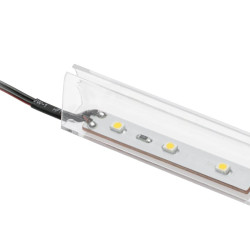 Plastična kopča hladno bijela za staklenu policu 8 mm, 0,24W/12V, 3 LED diode, 2m kabel s mini amp ma
