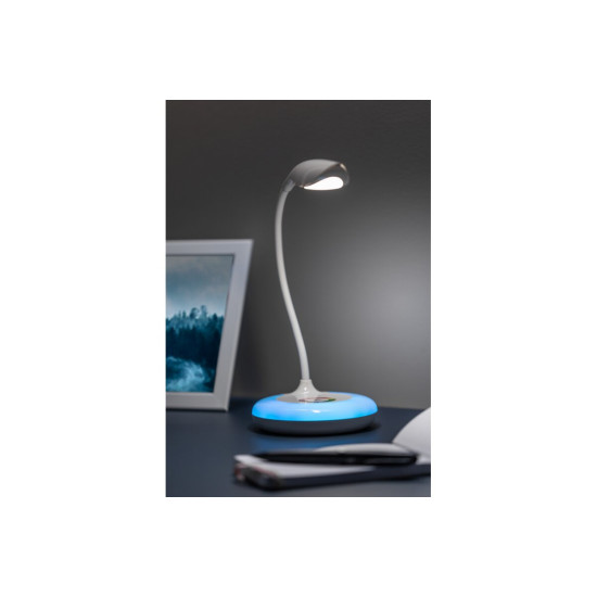 Stolna lampa  GALACTIC LED, 5W, 240lm,5V DC, 4000K, podnožje RGB, punjenje preko  USB, bijel