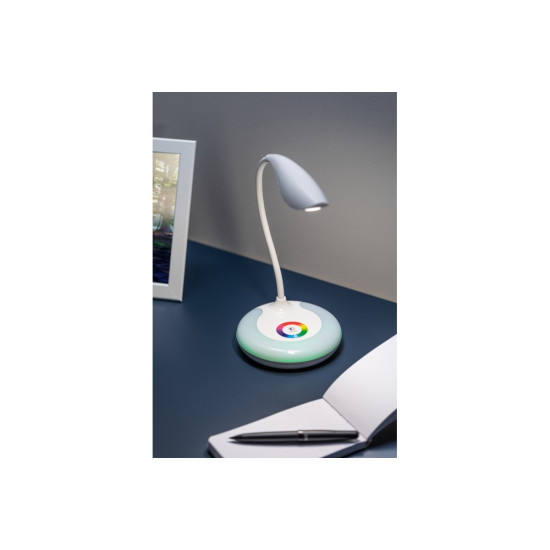 Stolna lampa  GALACTIC LED, 5W, 240lm,5V DC, 4000K, podnožje RGB, punjenje preko  USB, bijel