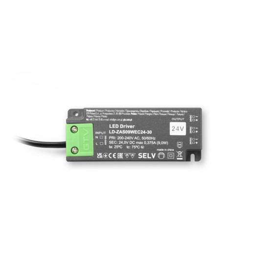 LED NAPAJANJE SLIM EASY CLICK 24V, 9W, ulaz 220-240VAC, IP20, dimenzije 103x41x12 mm s mini pojačalom i kabelom
