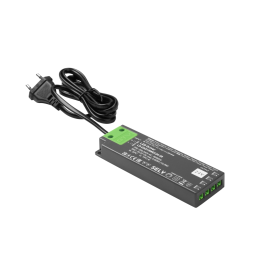 LED NAPAJANJE SLIM EASY CLICK 24V, 15W, ulaz 220-240VAC, IP20, dimenzije 129x42x16 mm s mini pojačalom i kabelom