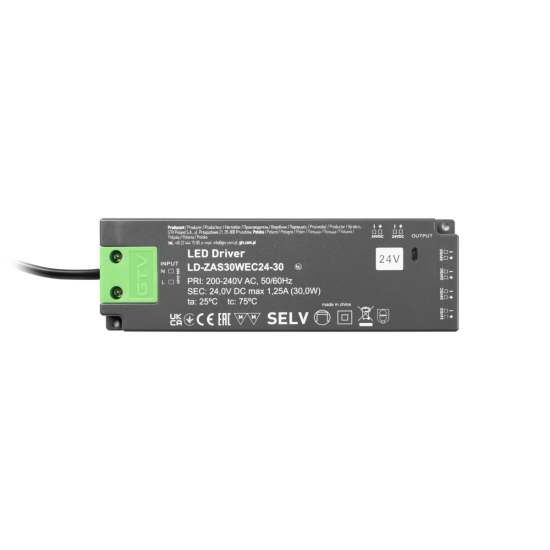 LED NAPAJANJE SLIM EASY CLICK 24V, 30W, ulaz 220-240VAC, IP20, DIM.160x50x18 mm s mini pojačalom i kabelom